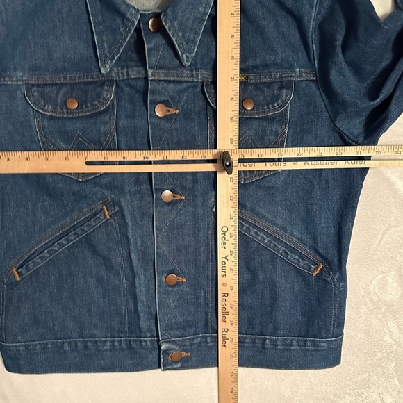 Vintage 70s Wrangler No Fault Denim Jean Jacket Blue Sz 42 Made USA 74126NV - Picture 5 of 12